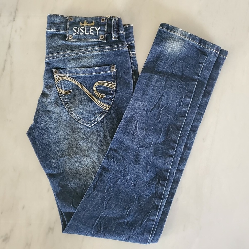 Sisley Jeans - Girls 2XL - 11-12 Years - Adjustable Strap - Faded Denim